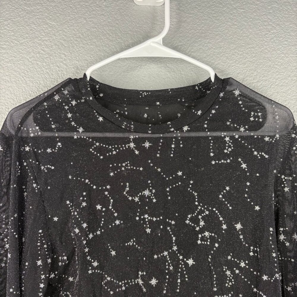 Constellations Black & Silver See-thru Crop Top - Picture 2 of 5